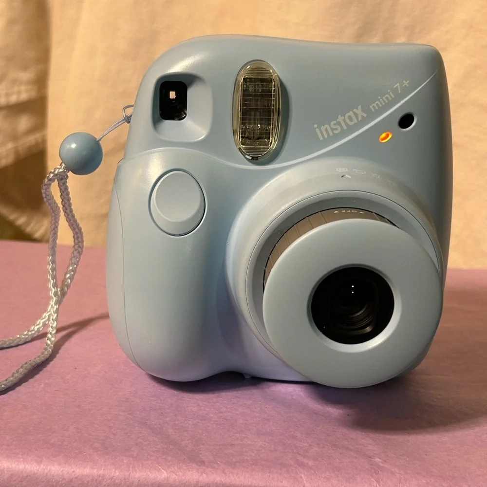 Fujifilm INSTAX MINI 7 PLUS Instant Film Camera Light Blue with Teal Case -WORKS